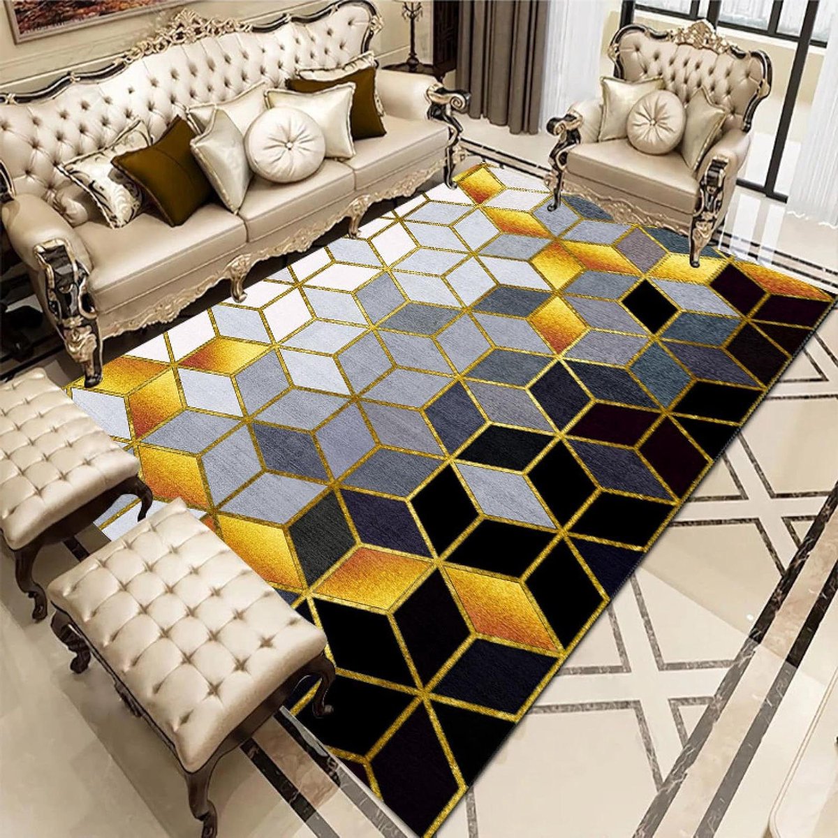 Vloerkleed Geometrisch - Zacht Kleed - Woonkamer Decoratie - Geschikt voor vloerverwarming