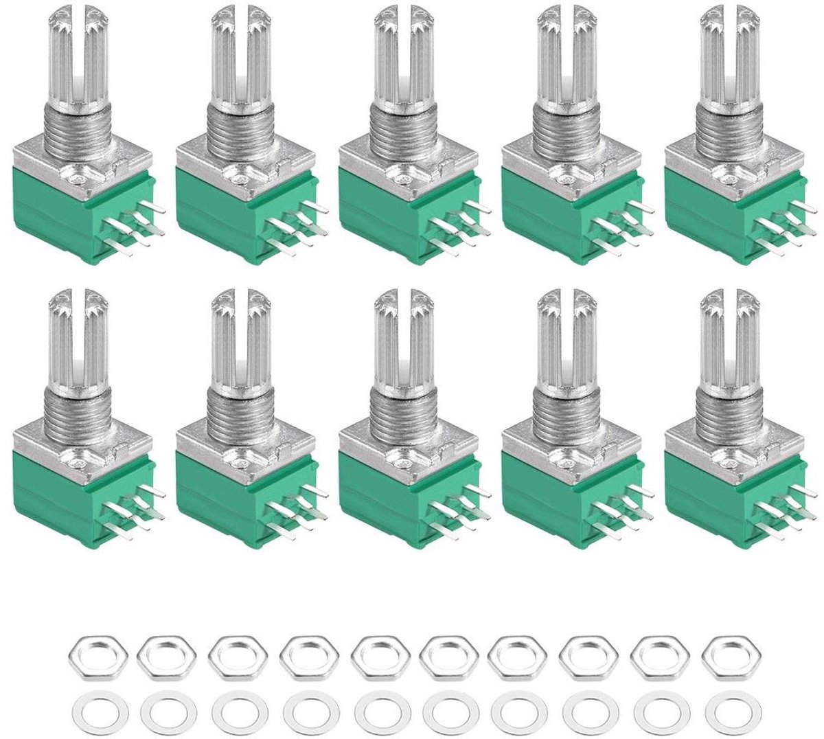 Variabele Weerstand - Draaipotentiometer - Elektronica Reparatie - Enkele Draai - 5K Ohm - Zilverkleurig