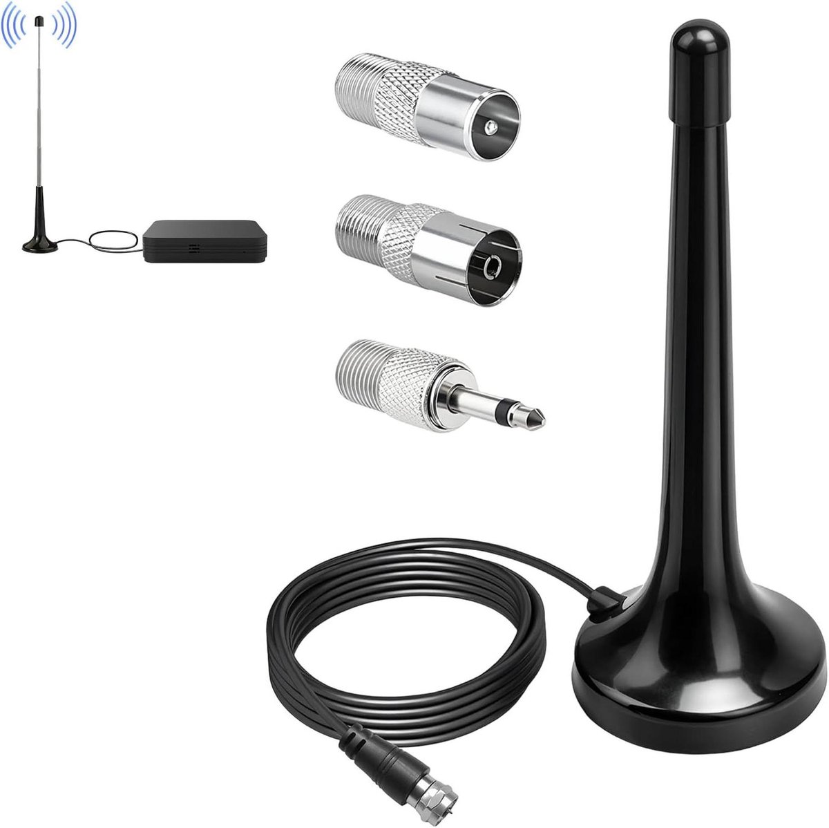 Radio Antenne - FM DAB Antenne - Verbeter Ontvangst - Universele Kamerantenne - 3m Kabel - Zwart
