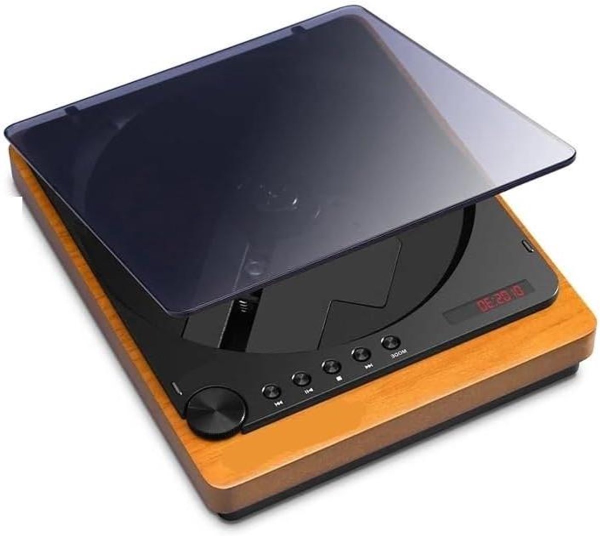 Houten CD Speler - Draagbare Muziekspeler - Muziek Luisteren - Bluetooth 5.1 Connectie - 131 x 157 mm - Houtkleur