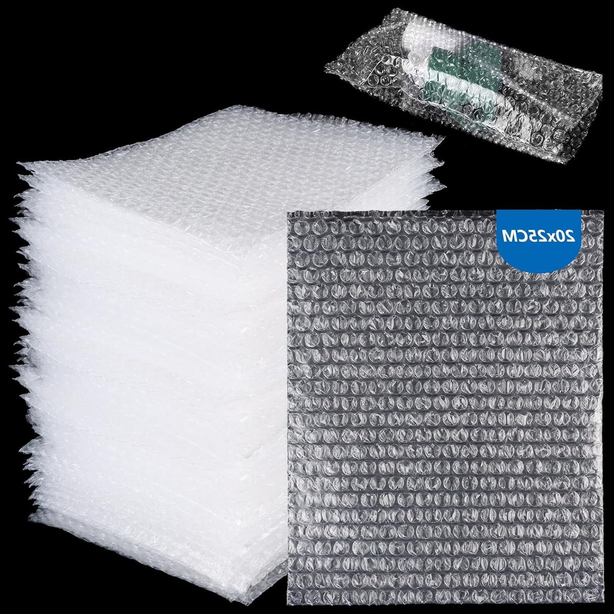 Pack van 100 Luchtkussentassen, 20 x 25 cm, Schokbestendige Bescherming voor Verzending en Verhuizen, Verpakkingen voor Breekbare Voorwerpen, Serviesgoed en Elektronica