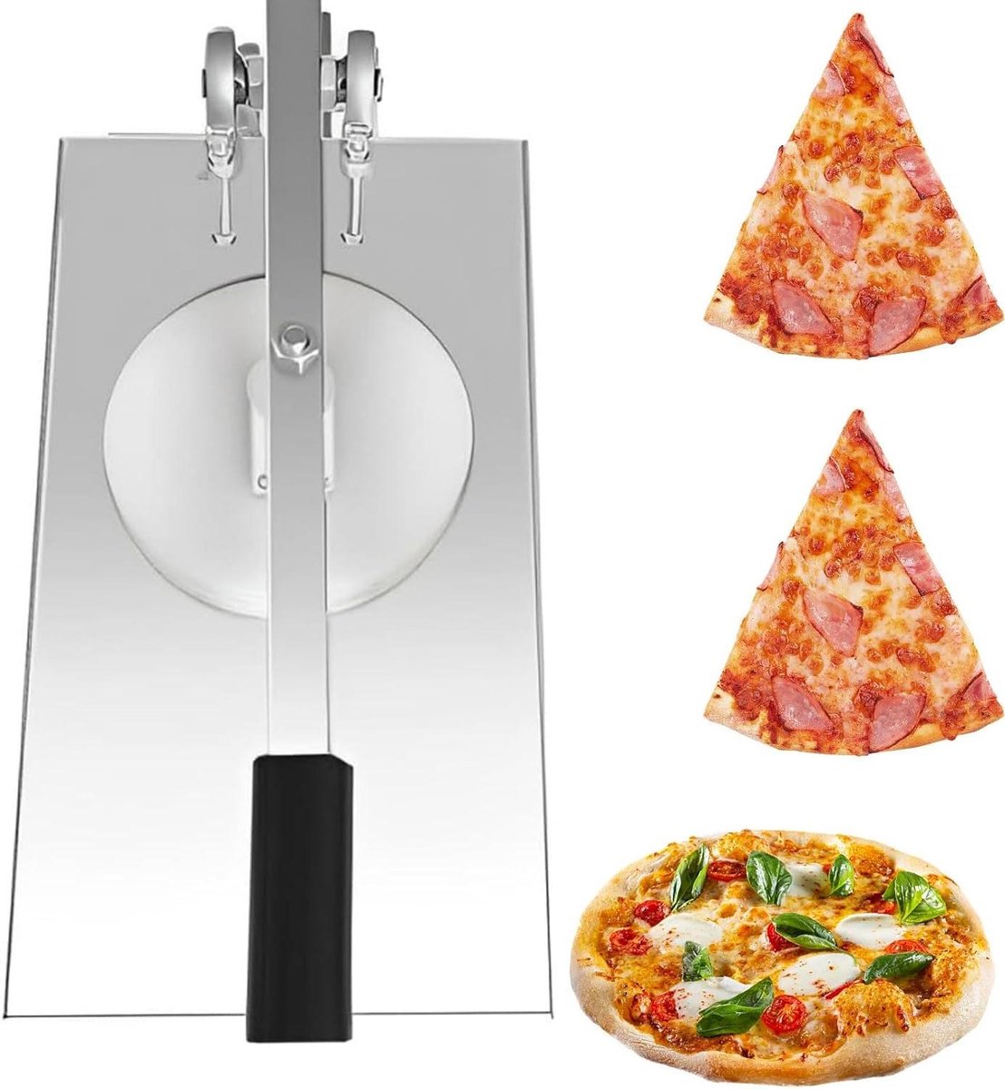 Pizzadeeg Machine - Deeg Perser - Snel Deeg Vormen - Verstelbare Diameter - Tot 24 cm - Zilver