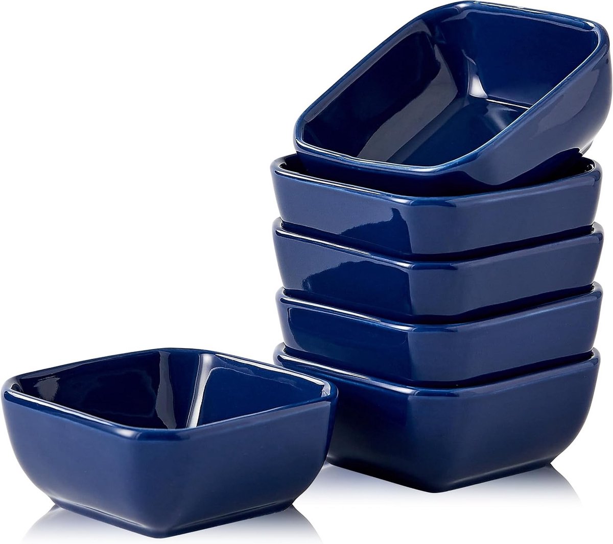 Set van 6 Keramische Dipkommen Klein Vierkant Porselein voor Sojasaus en Sauzen