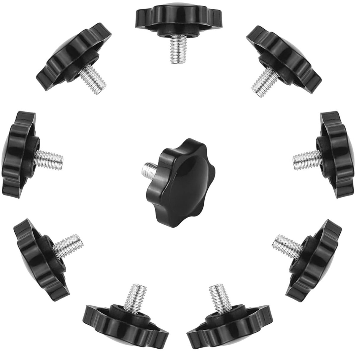 Set van 10 M6 x 10mm Stervormige Schroeven met Plastic Hoofd, Vervangingsschroeven voor Mechanische Toepassingen en Handgrepen met een Diameter van 32mm