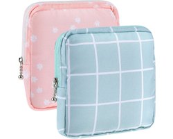 2 Stuks Opbergzak voor Sanitaire Maandverbanden, Draagbare Menstruatiekit met Rits, Ideaal voor Jongens en Vrouwen, Perfecte Oplossing voor Menstruatieproducten en Eerste Periode