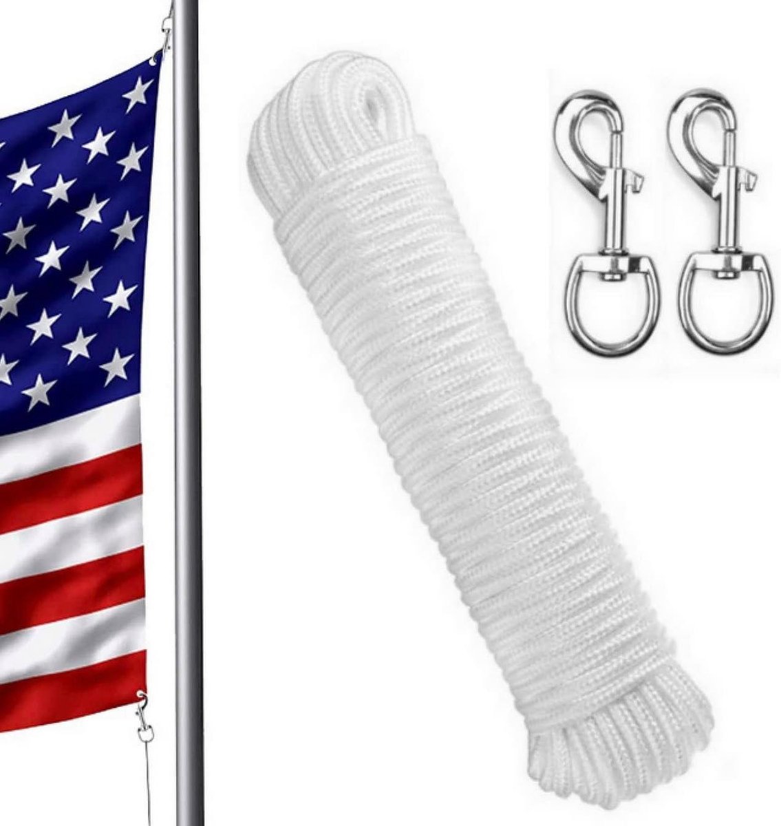 Multifunctioneel Touw - Vlaggenlijn Touw - Bevestigen Buiten - Schokabsorberend Nylon Kern - 244 m - Wit