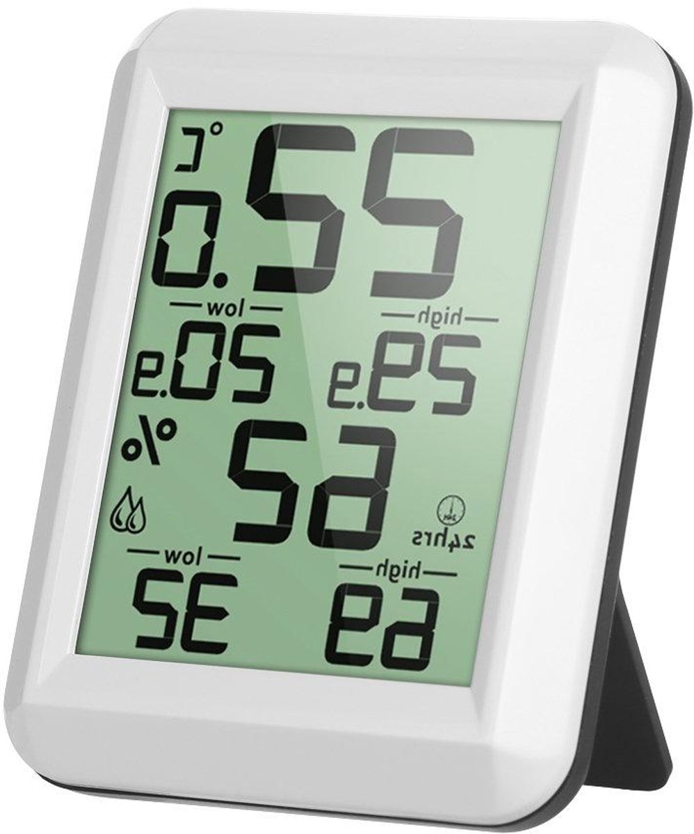 Mini thermometer hygrometer - Temperatuur vochtmeter - Klimaat bewaken - Real-time metingen - 0-60°C 10-99% - Wit