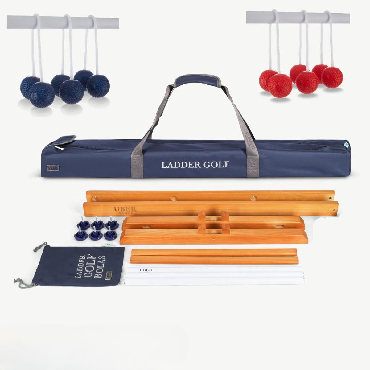 Origineel 2023 Laddergolfspel - Werpspel van topkwaliteit - met officiële zachte bolas (Rood en Blauw)