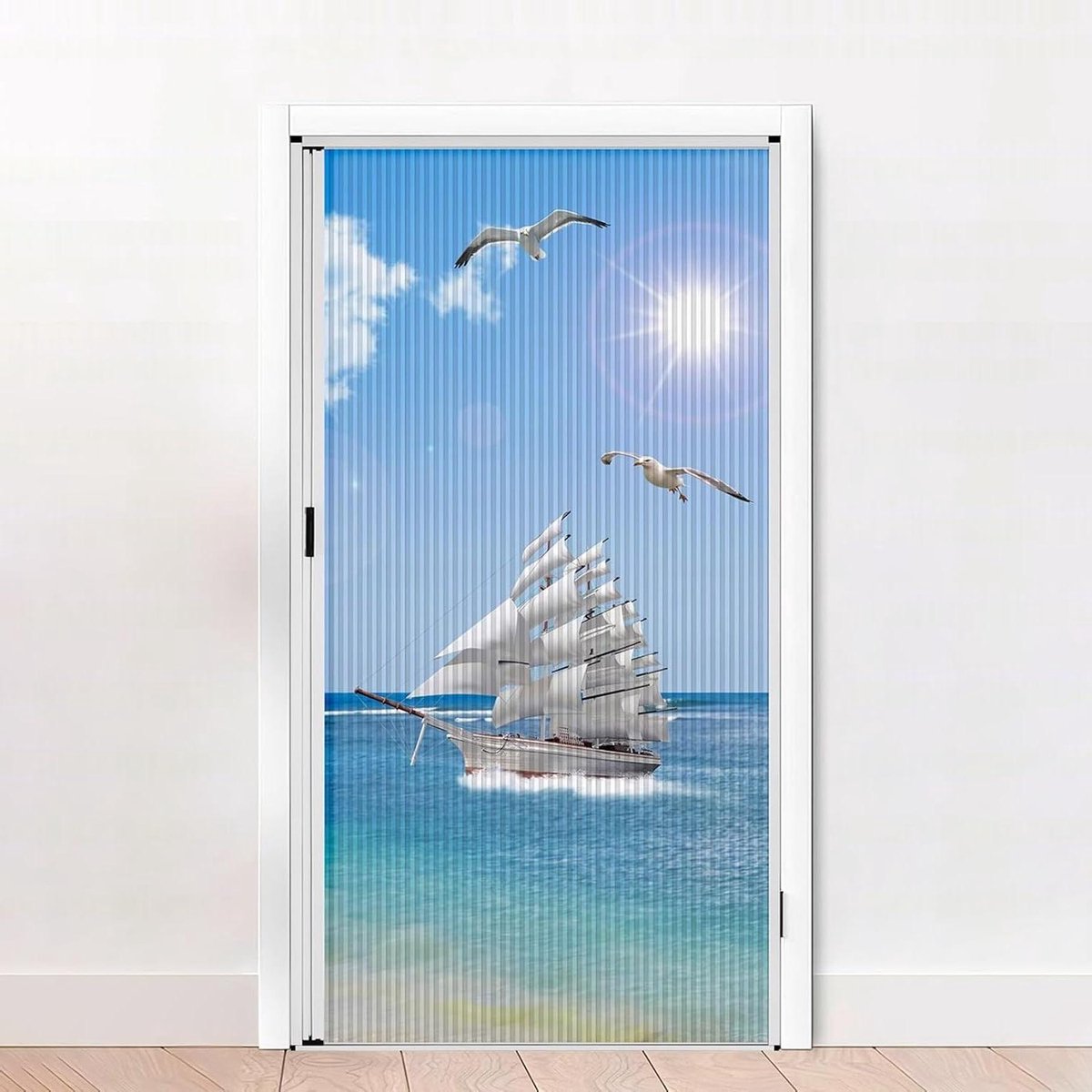 Binnendeur met Hor - Vouwdeur Kastdeur - Ruimte Verdelen - Boorvrije Montage - 124x203cm - Wit