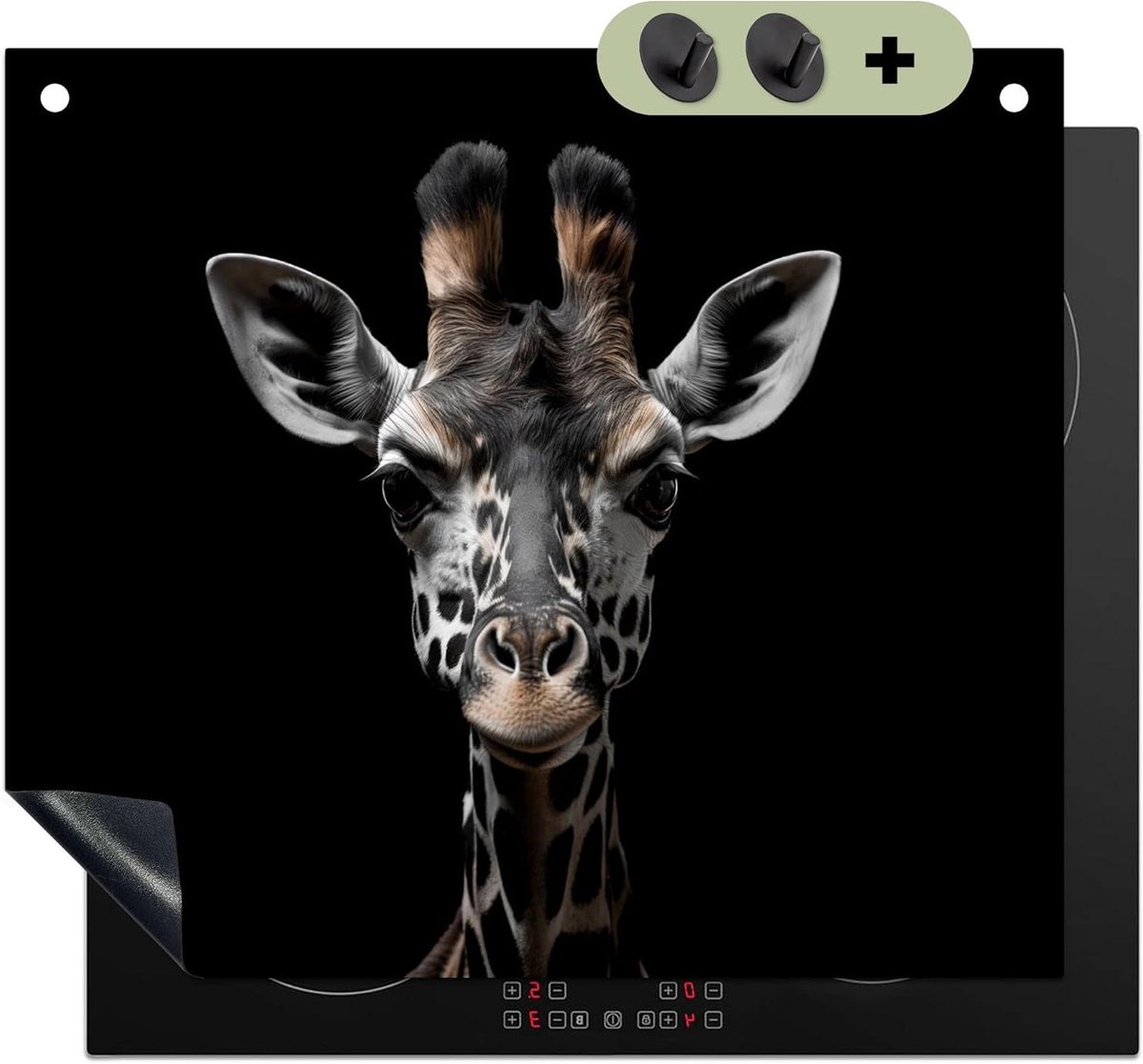 Inductie Kookplaatbeschermer - Werkbladbeschermer Afdekplaat - Keuken Decoratie - Unieke Fotodruk - 51.6x57.6 cm - Zwart