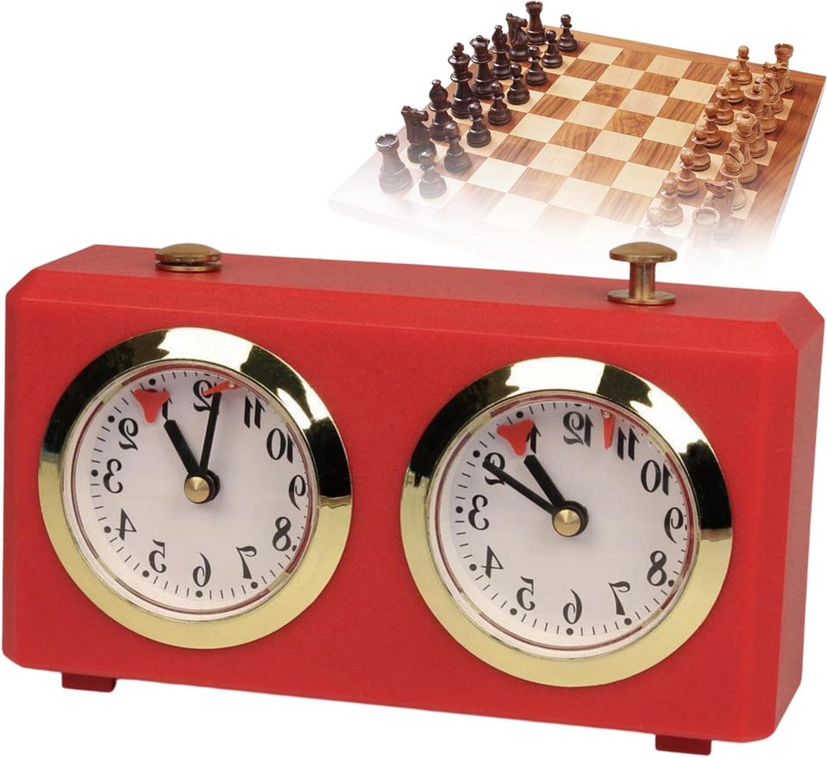 Schaakklok Mechanisch - Analoge Timer Spel - Wedstrijd Tijdmeting - Geen Batterijen Nodig - 11.5D x 19W x 7.5H cm