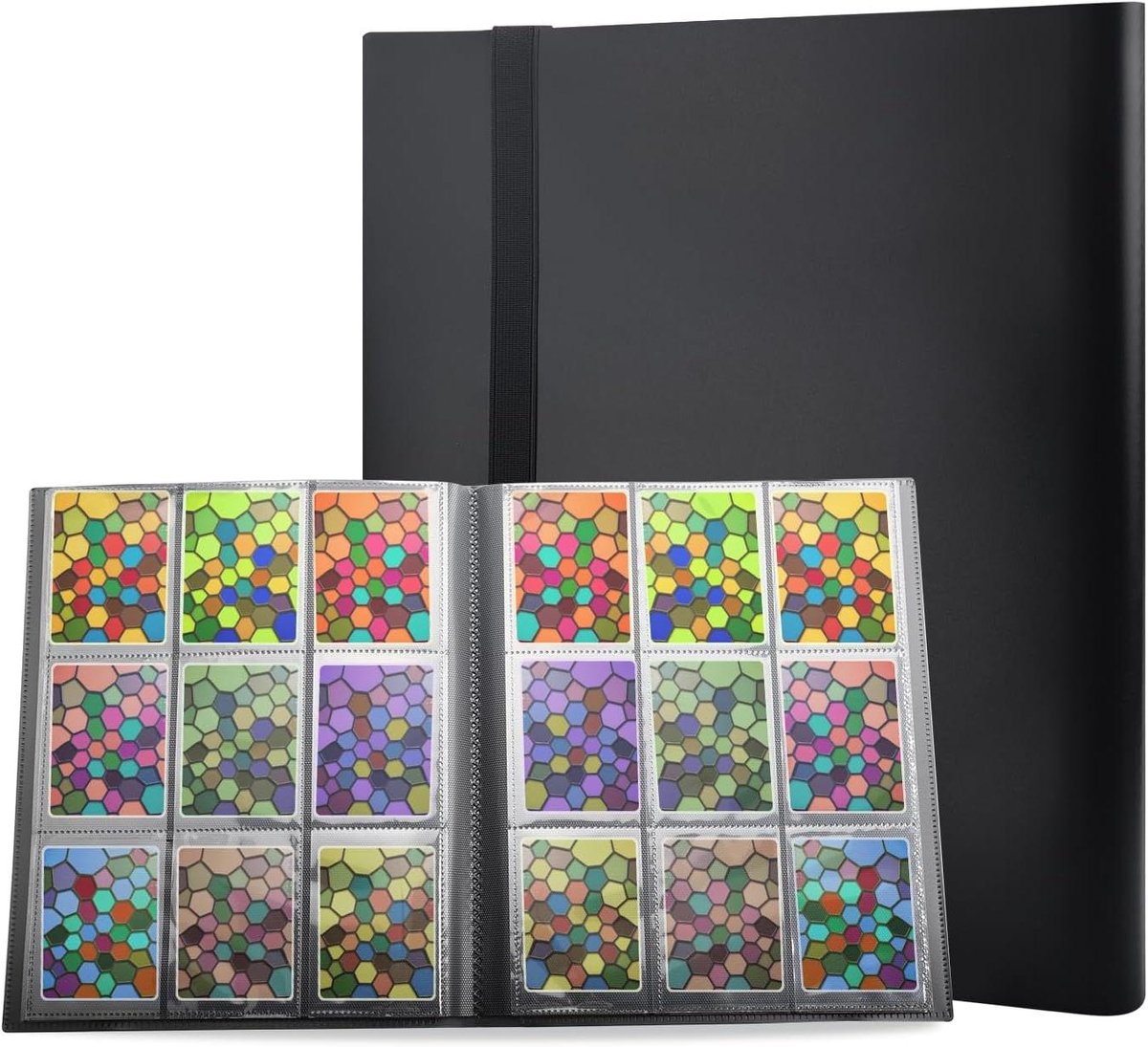 Verzamelkaartenalbum - Verzamelboek kaarten - Kaarten Opbergen - 360 Transparante Vakken - A4 Formaat - Zwart