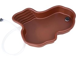 Schildpad Waterschaal - Reptielen Bad Kom - Zonnebaden en Drinken - Antislip Ladder Ontwerp - 31x25x5 cm - Bruin