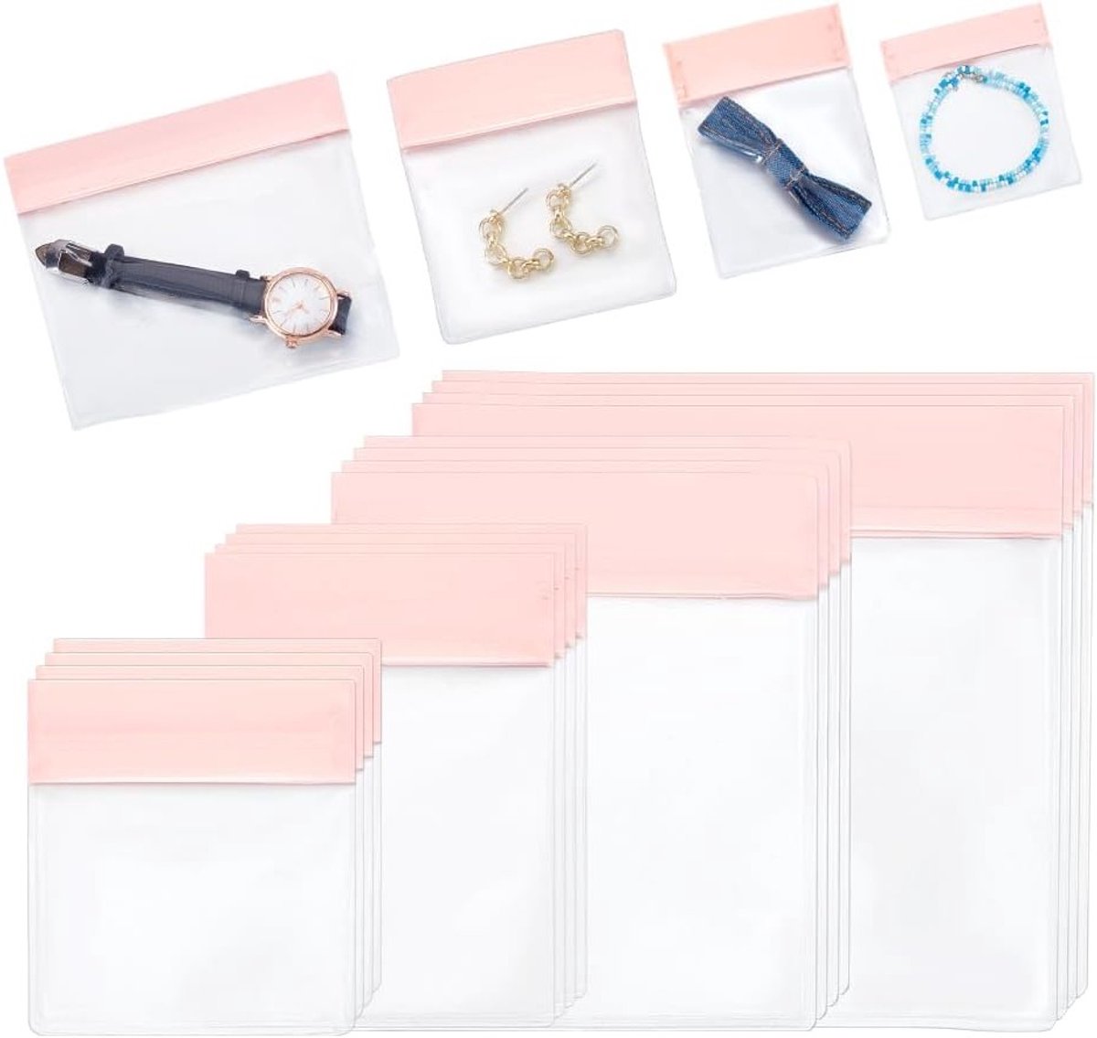 32 Stuks EVA Anti-tarnish Sieraden Tassen, 4 Maten Resealable Pouches voor Sieradenopslag en Organisatie van Kettingen, Oorbellen en Armbanden