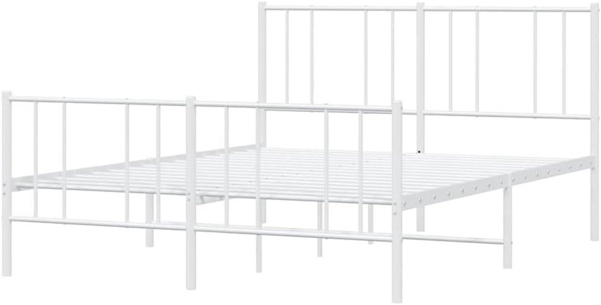 Metalen Bedframe - Ledikant Omkadering - Slaapkamer Inrichten - Robuuste Stalen Constructie - 120 x 190 cm - Wit