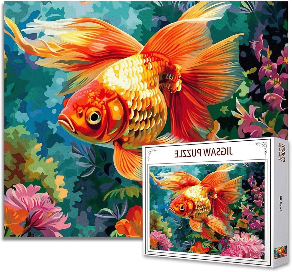 Goudvis Puzzel - Legpuzzel Vissen - Ontspannen Tijdverdrijf - Perfect Passende Stukjes - 50 x 70 cm - Veelkleurig