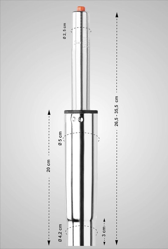 Gasveer Bureaustoel - Gaslift Stoel - Zitcomfort Verstellen - Universele Compatibiliteit - Tot 37 cm - chroom van Merkloos — afbeelding 3