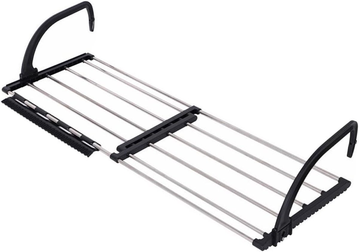 Zwarte Hangende Droogrek voor Balkon en Radiator, Ruimtebesparend Droogrek voor Kleding, Handdoeken en Sokken (45x38cm)