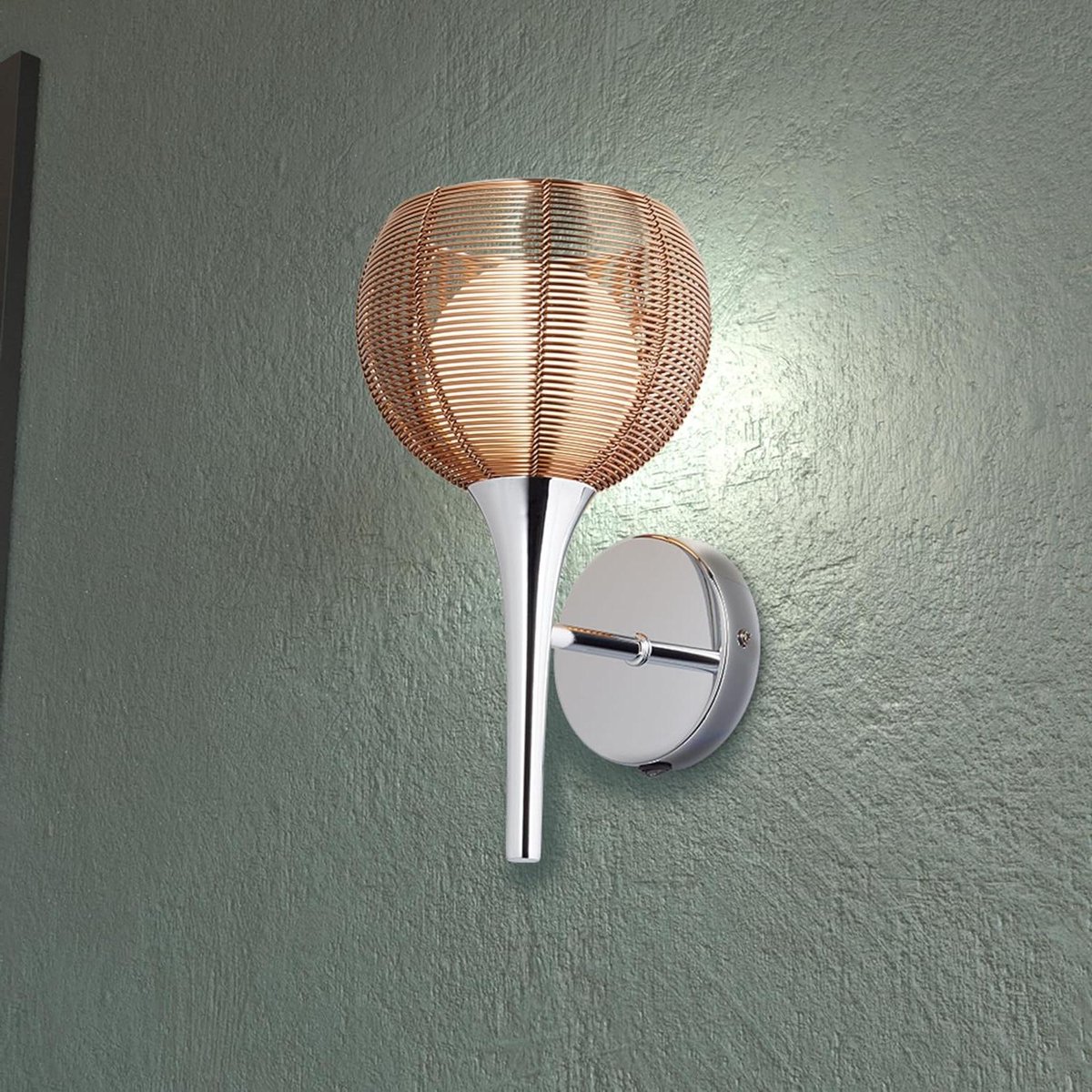 Moderne Wandlamp - Wandverlichting Decoratief - Woonruimte Verlichten - Matglazen Kap Raster - 30 x 16 x 18 cm