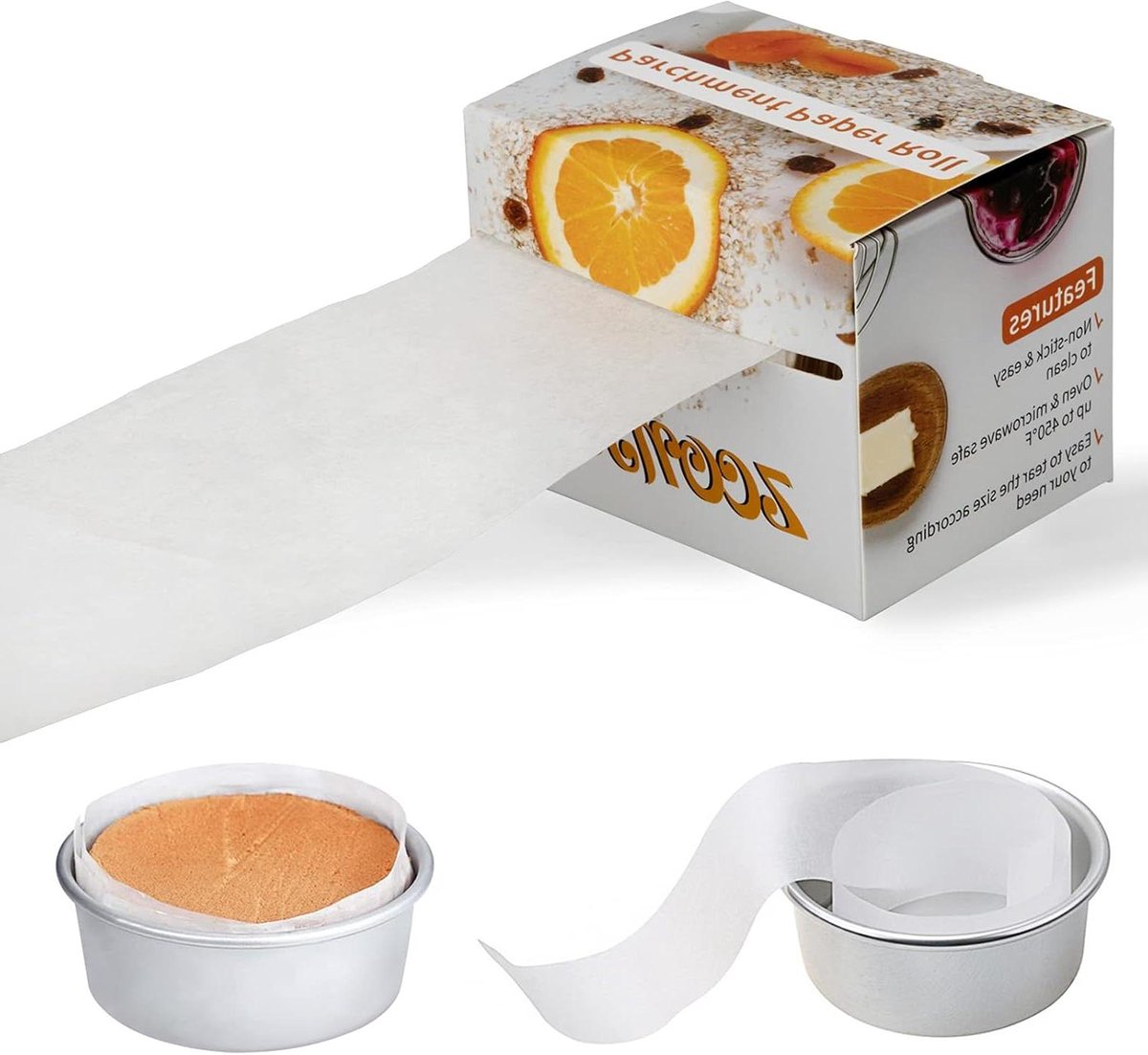 Bakpapier Rol - Cake Pan Liner - Taarten Bakken - Non-stick Coating - 7cm x 50m - Natuurlijk
