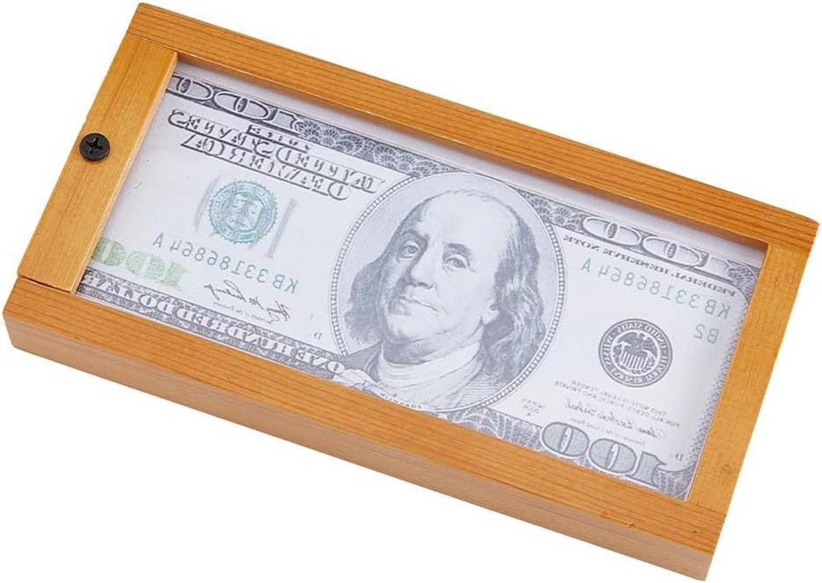 Houten Geld Display - Collectie Doos - Herinneringen Tonen - Acryl Venster - 190x95x25mm - Bruin