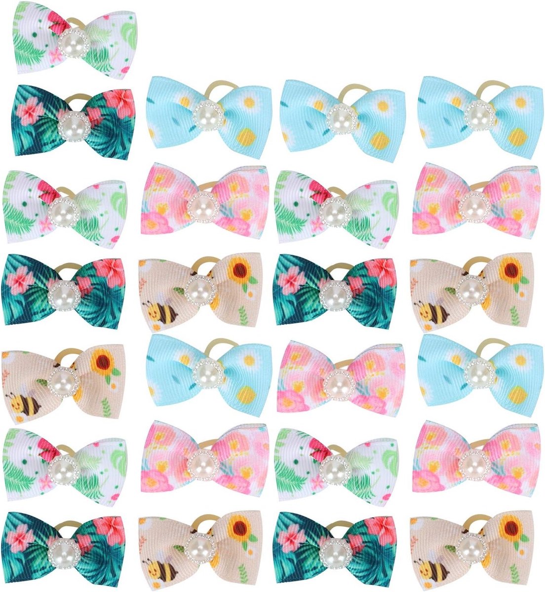 25 Stuks Honden Haarstrikken met Fruitpatroon - Haaraccessoires voor Puppies en Teddy's, Rubber Bands voor Verzorging