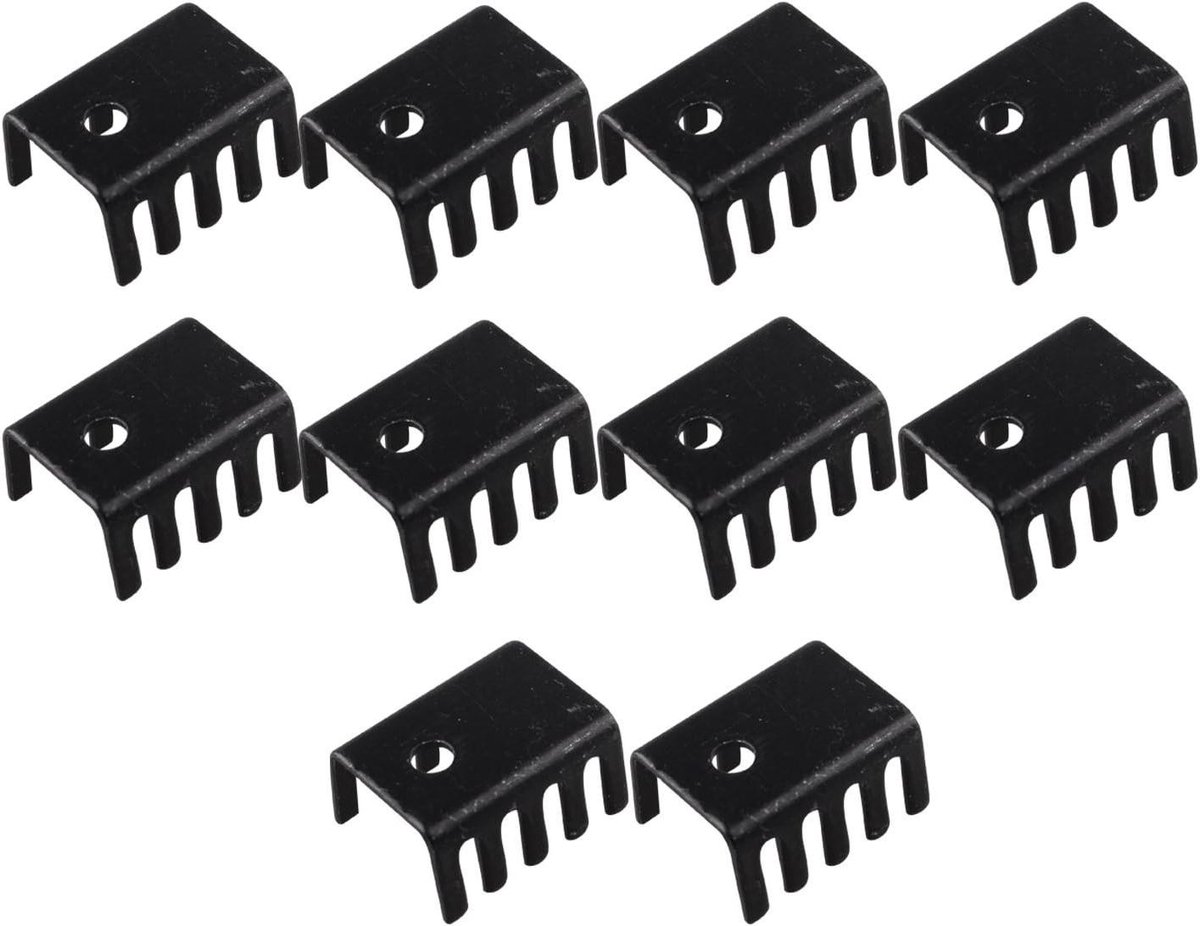Koellichaam - Koelblok Aluminium - Transistors Koelen - Sterke Warmtegeleiding - 20x15x10mm - Zwart