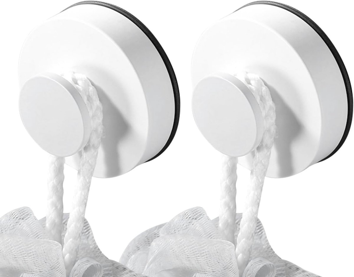 Suction Cup Haakjes Set van 2, Sterke Zuignappen zonder Boren, Herbruikbare Waterdichte Haken tot 3 kg Draagvermogen