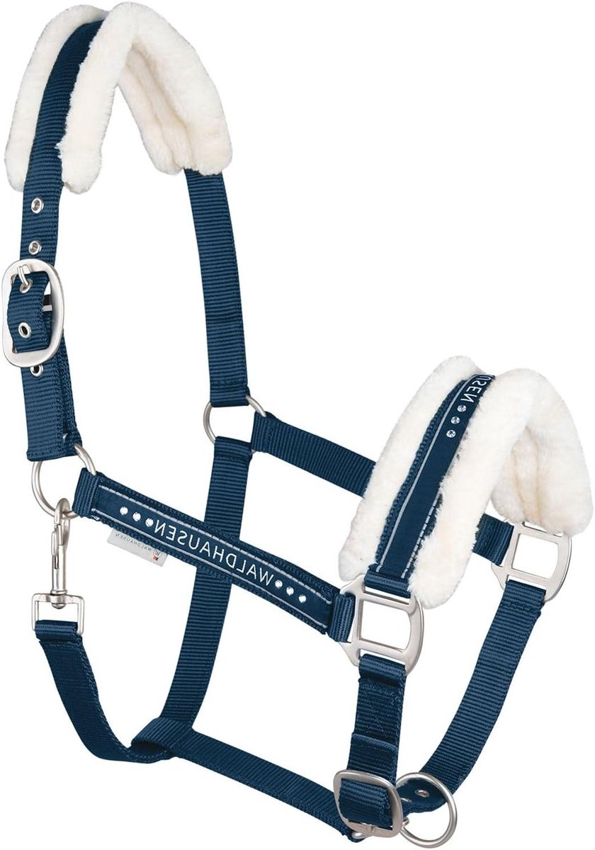 Halter Elegant - Paardentuig - Paardrijden - Met naamplaat - Verstelbaar - Nachtblauw