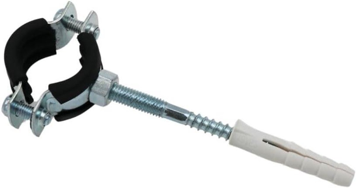 Schroefpijpklemmen Set - Buisklemmen met Bevestiging - Installatiebuizen Bevestigen - Met Geluidsisolatie Inzetstuk - 40-45 mm 11/4 inch - Zilver
