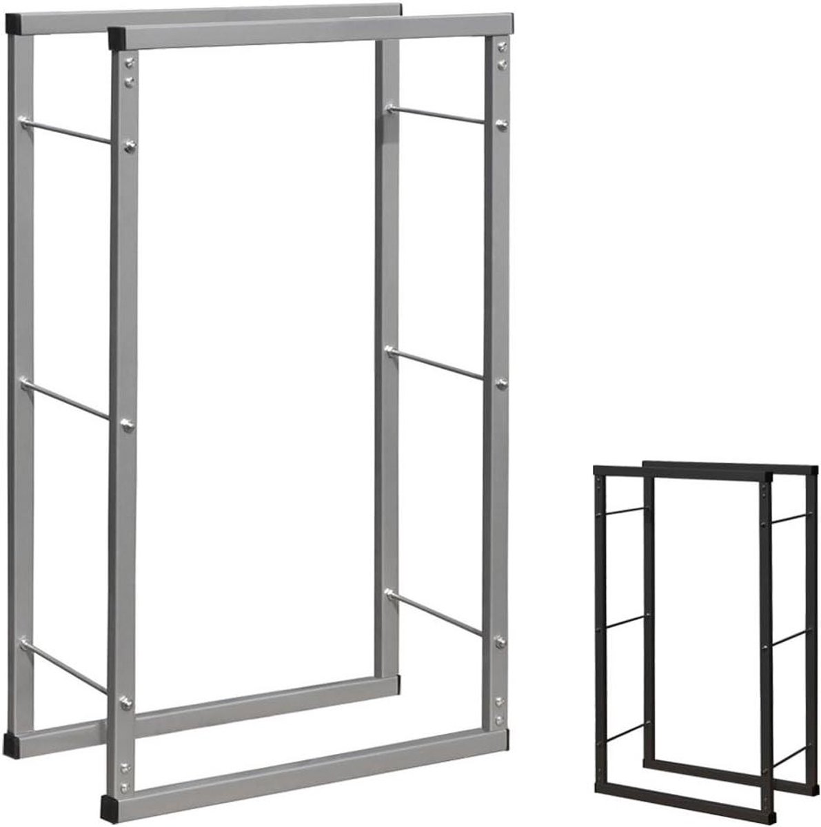 Brandhoutrek - Houtrek Haardhout - Haardhout Opslag - Stevig Metaal - 60 x 100 cm - Zilver