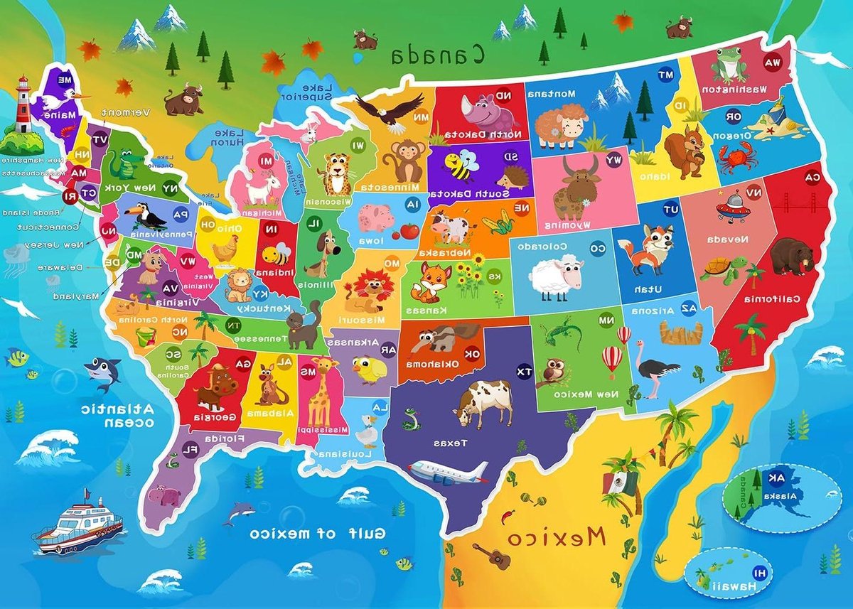 Kinderpuzzel Kaart - Educatieve Legpuzzel - Leren en Ontwikkelen - Gedetailleerde Illustraties - 200 stukjes - Kaart