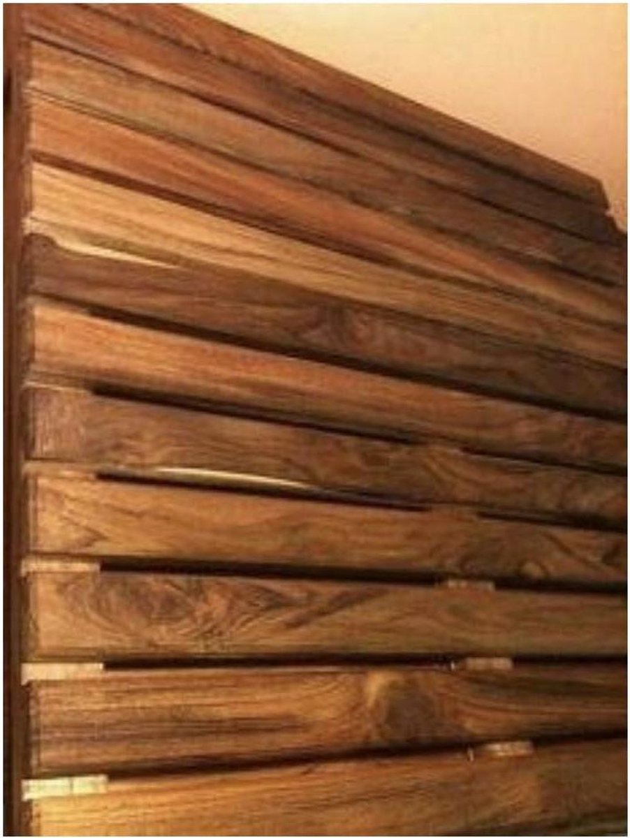 Douchemat Teakhout - Houten Mat - Douchen en Ontspannen - Handgemaakt Massief Teak - 51 x 51 cm - Goudbruin
