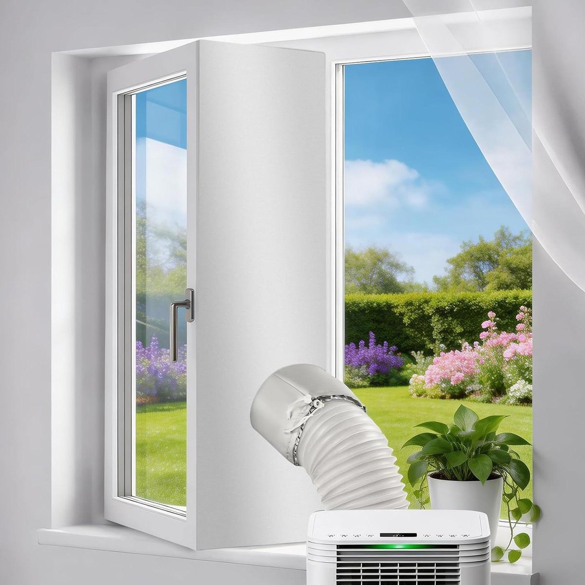 Raamafdichting - Universele Hot Air Stop - Mobiele Airco Gebruik - Met Trekgat - 5 m - Wit