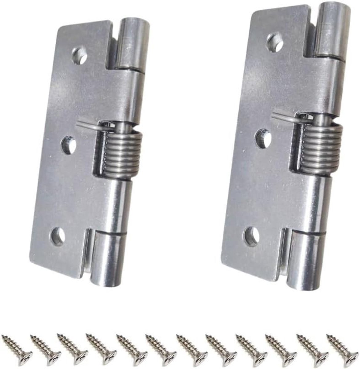 Veerscharnieren Kastdeuren - Zelfsluitende Scharnieren - Kasten Sluiten - Roestvrij Staal 304 - 3 Inch - Zilver