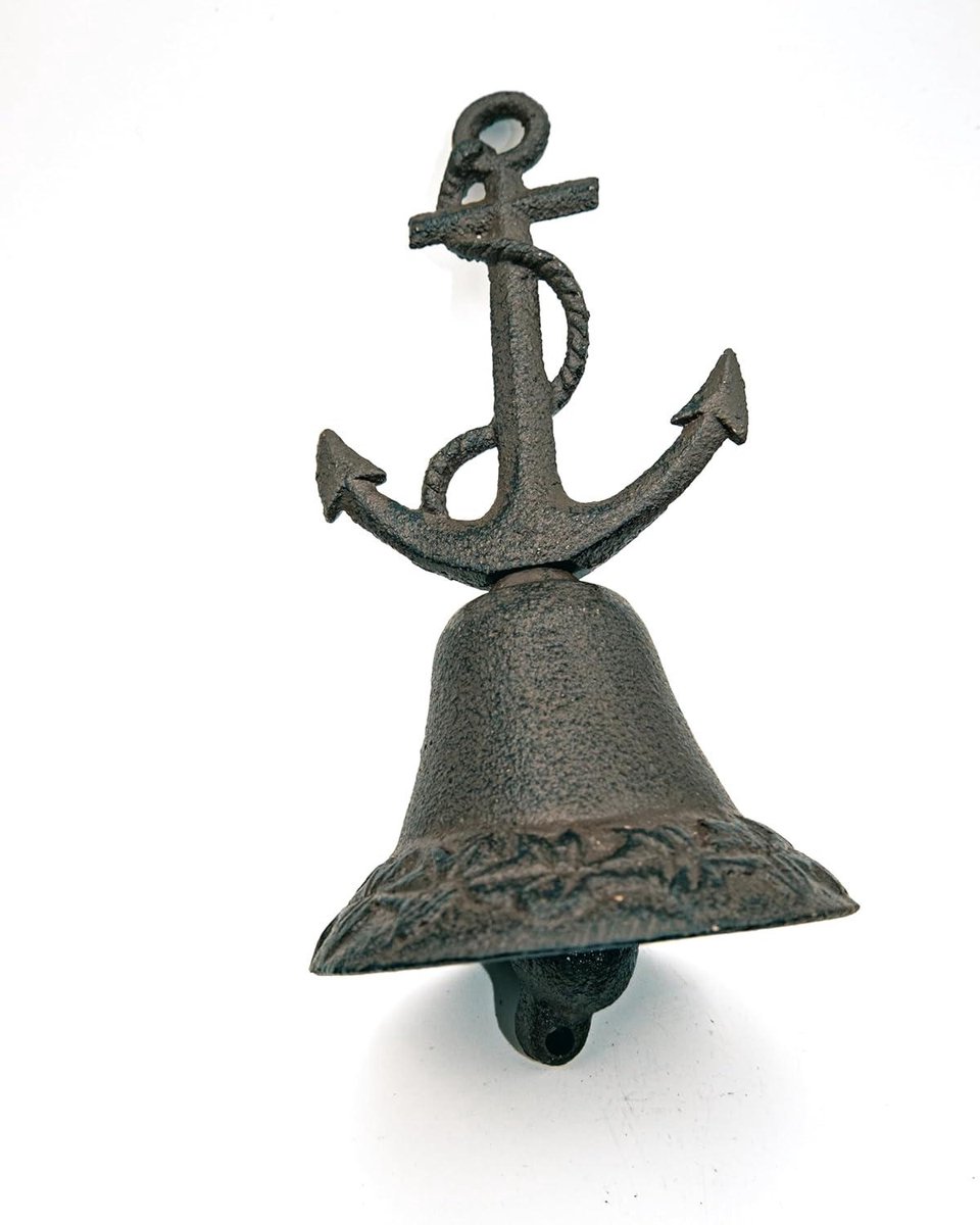 Tafelbel Gietijzer - Decoratie Bel - Stijlvolle Signalering - Rustiek Ankerdesign - 18 cm Hoog - Bruin