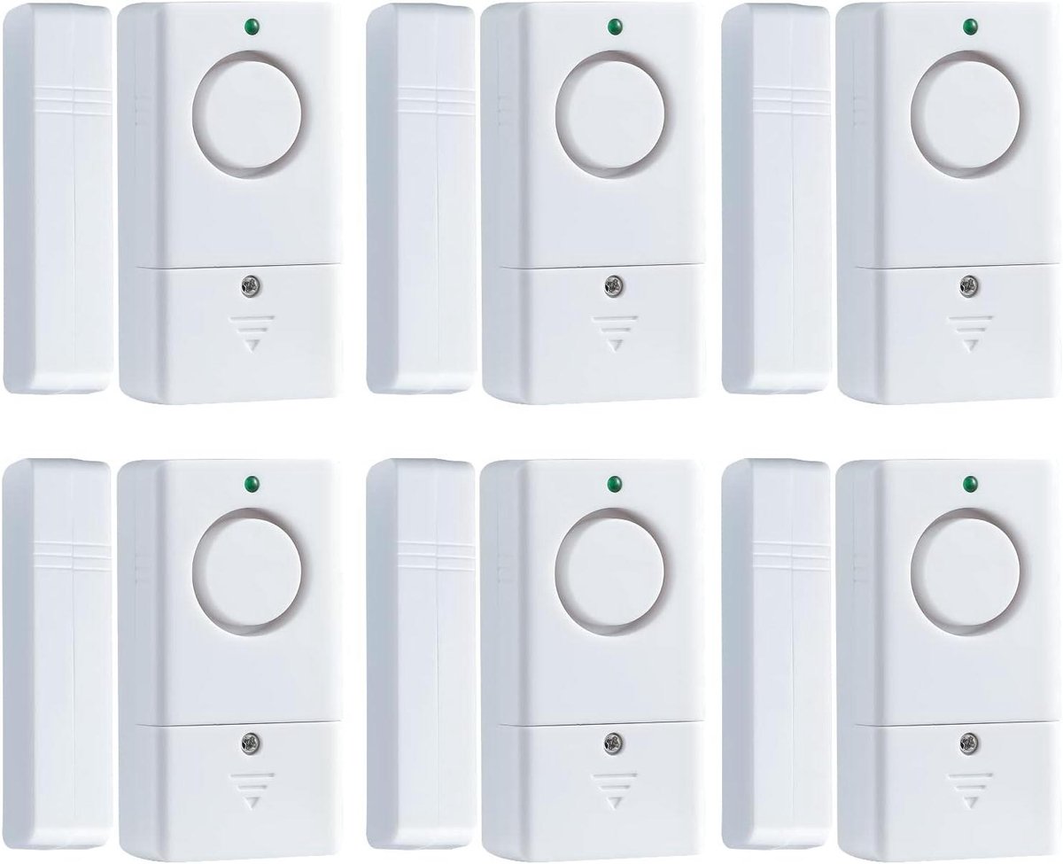 Deuralarm Set - Raamalarm Geluidssensor - Huisbeveiliging Kinderen - Twee Modi BAL ALARM - 6 Stuks - Wit
