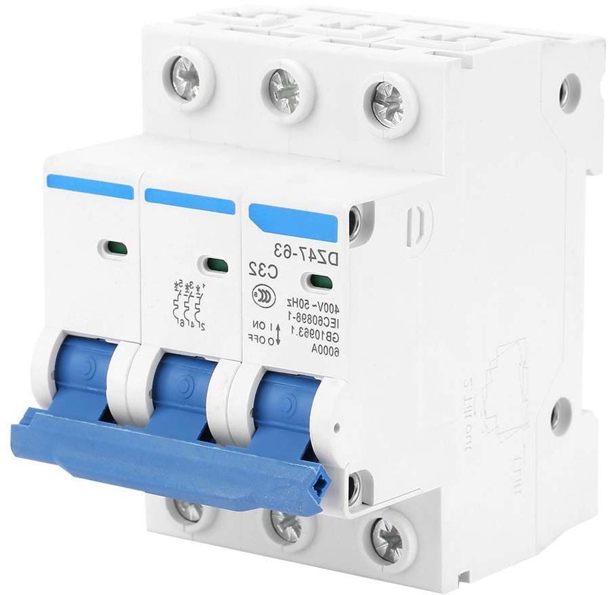Stroomonderbreker - Zekering Automaat - Circuit Beveiligen - Overbelasting Kortsluiting - 32 Ampère 400 Volt - Grijs