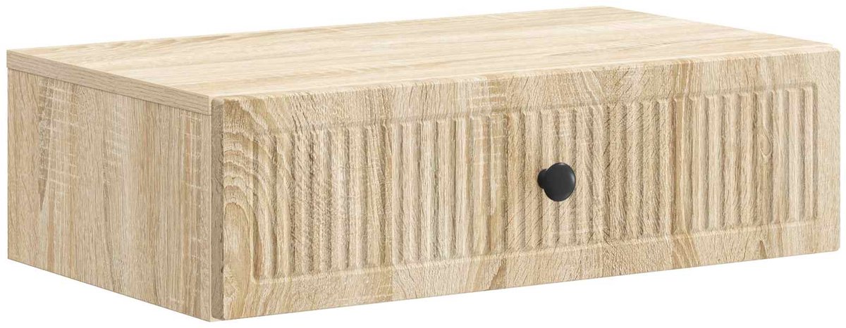 vidaXL Wandgemonteerde - Zijtafel - 59 - x - 34,5 - x - 17 - cm - Bewerkt - hout Sonoma Eiken