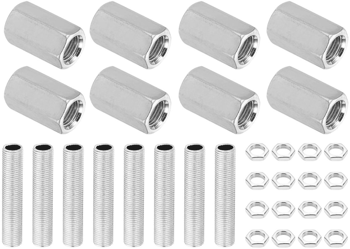 Repair Kit voor M10 Fijne Draad Lampbuizen - M10 M10 × 25 Moer - Hex Socket Metaal met Draad en Hex Moer voor Lamp Reparatie