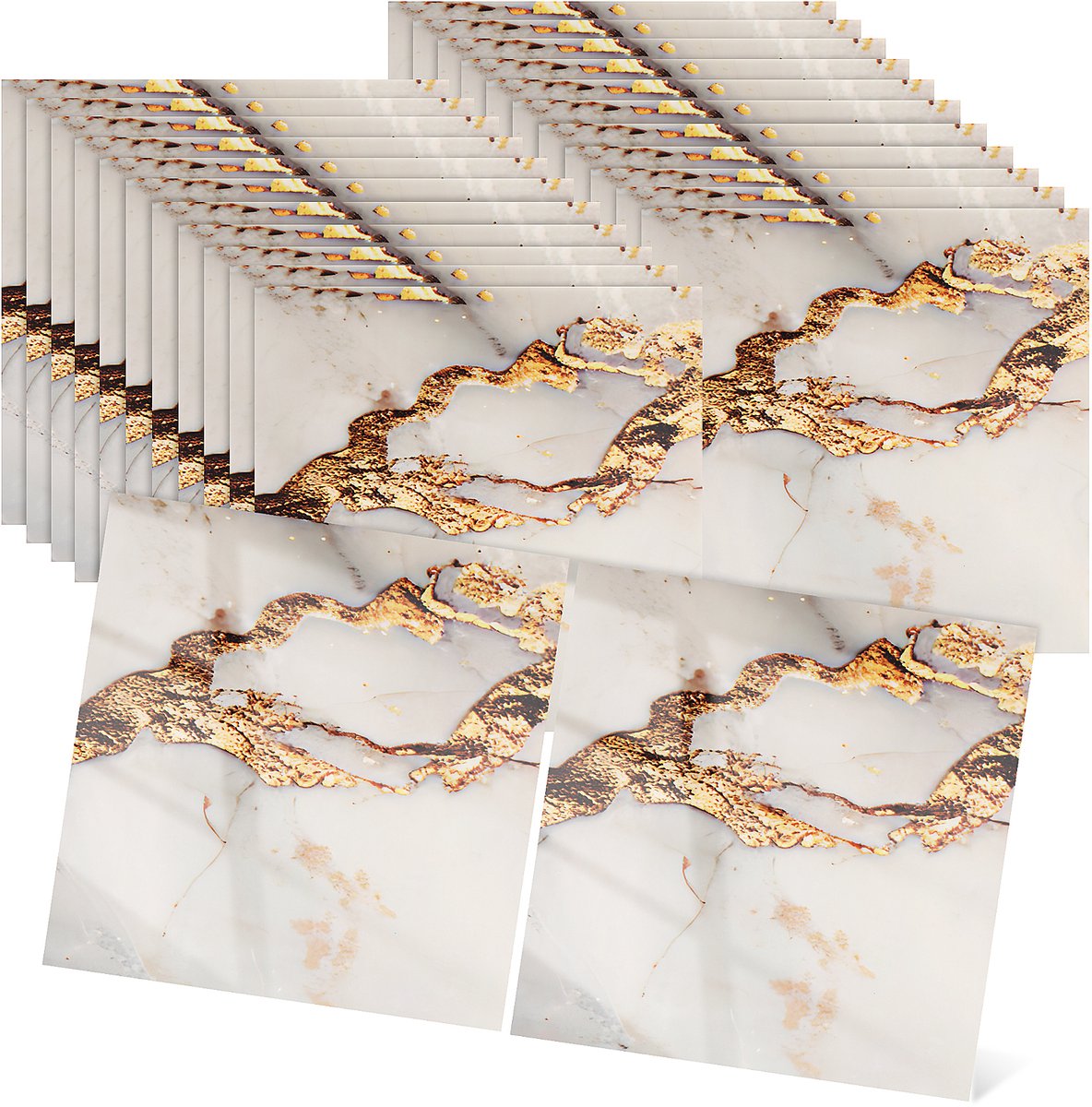 50 Stuks Zelfklevende Geel Marmertegels 30x30 cm - Waterdichte XPE Schuim Wandtegels voor Keuken, Badkamer & Woonkamer Luxe Marmerlook met Peel & Stick