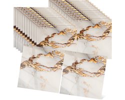 50 Stuks Zelfklevende Geel Marmertegels 30x30 cm - Waterdichte XPE Schuim Wandtegels voor Keuken, Badkamer & Woonkamer Luxe Marmerlook met Peel & Stick