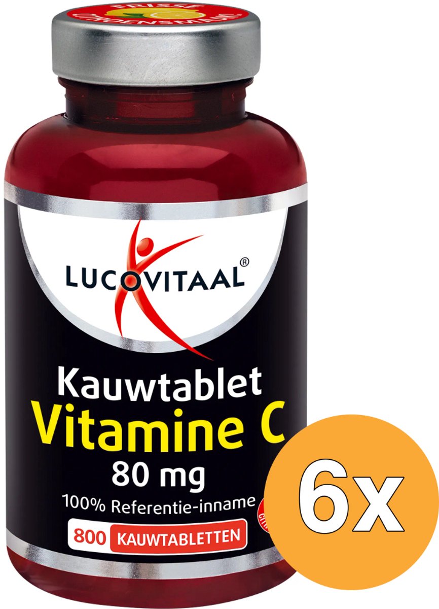 6x Lucovitaal Vitamine C 80mcg Kauwtablet Citroen (800 tabletten)