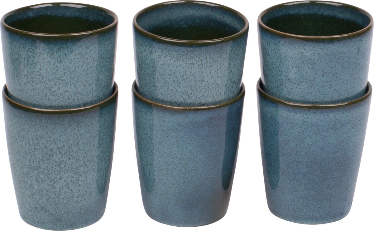 Koffiekopjes set van 6 - 250 ml - 6 persoons - Evora - groen - Portugees stoneware