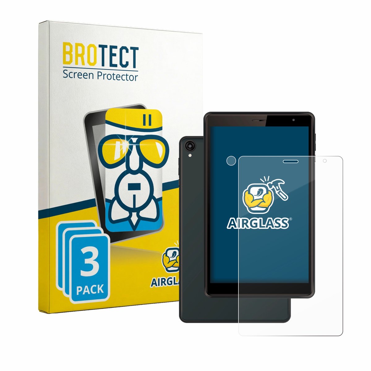 Screenprotector 3 Stuks voor Logicom Tab 80 8" (Voor+Camera) Beschermglas transparant