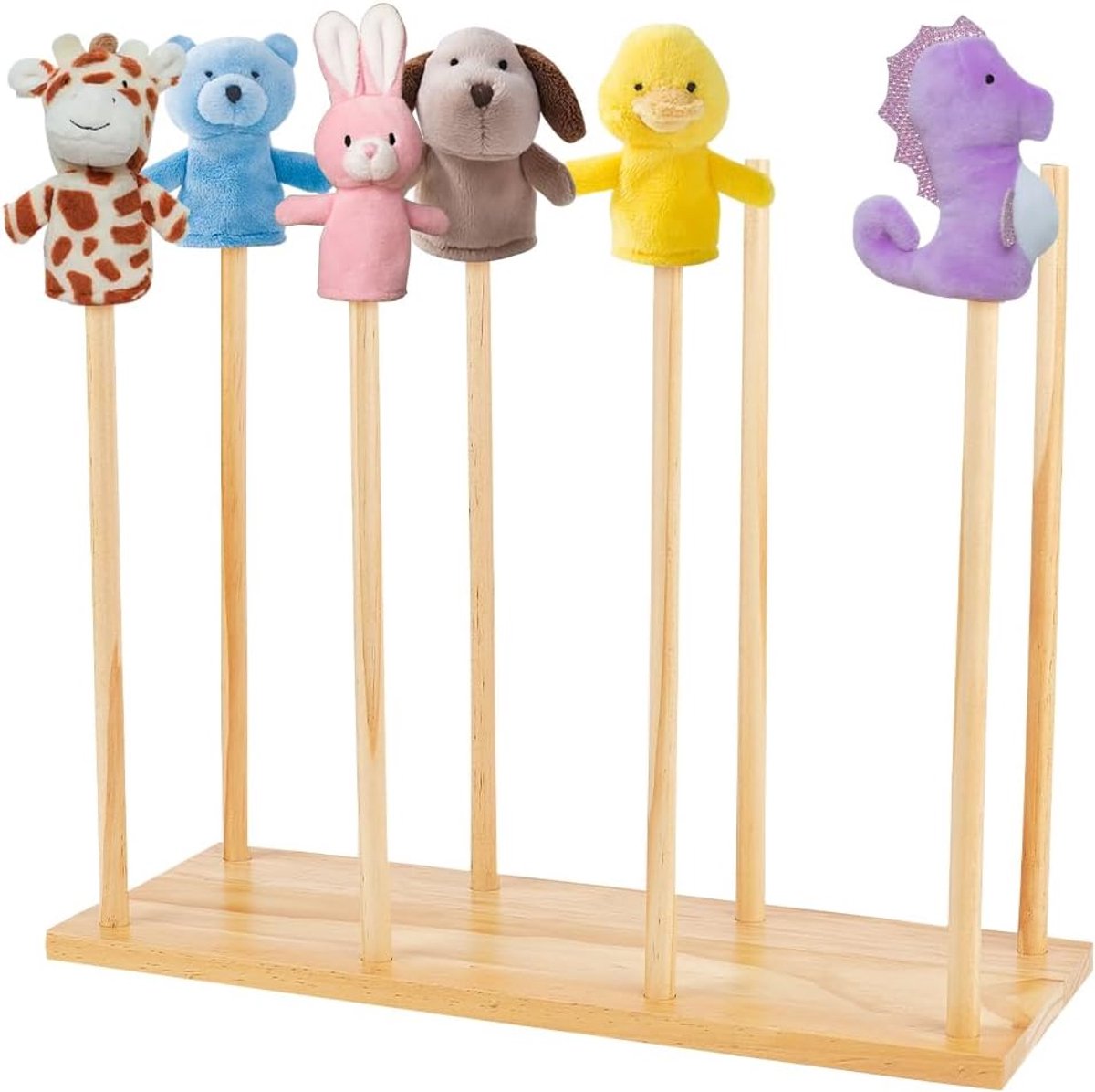 Houten poppenstandaards - geschikt voor maximaal 8 poppen - Navajo witte kleur - educatieve houten poppen display houder - anti crush handpoppen opslagrek - poppen DIY ambacht
