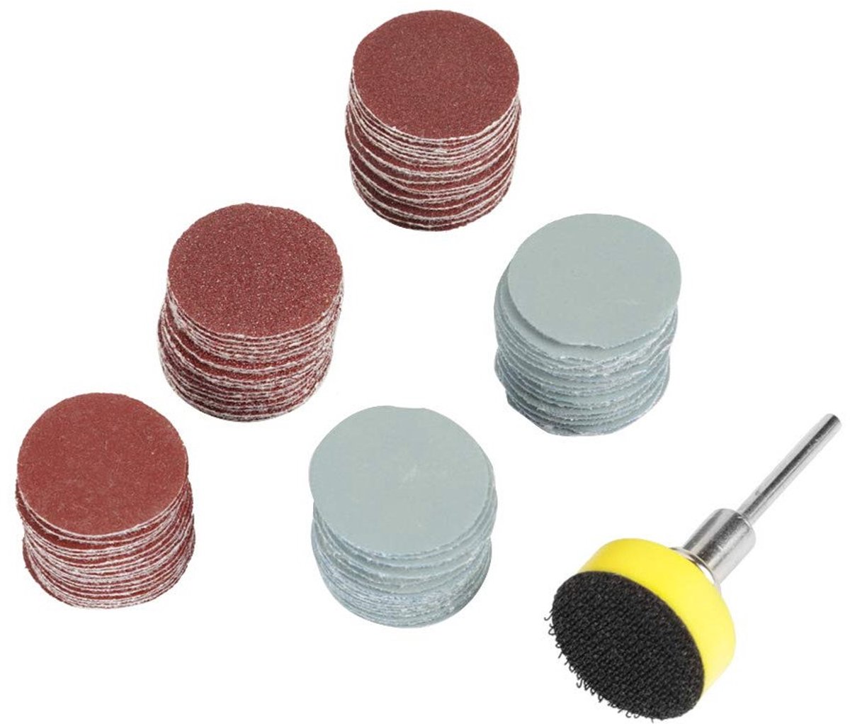 100 Stuks 50mm Ronde Schuurpads met Gemengde Korrel voor Polijsten en Schuren, Inclusief 180P, 240P, 1500P en 3000P Schuurdisc 2 Inch