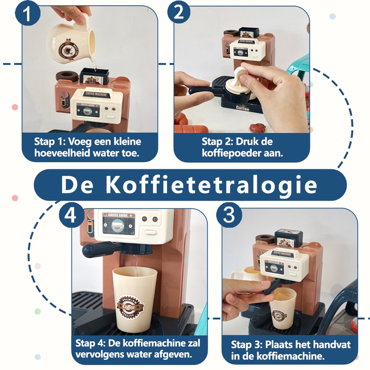 Speelset voor kinderen, 41pcs +, Koffiezetapparaat, Leren en Serveren Koffiemachine, Winkeltje Speelgeld met Licht & Geluid - Educatief Rollenspel - Interactief speelgoed - Keuken & Restaurant Verjaardag Cadeau voor Jongens & Meisjes 3 Jaar — afbeelding 5