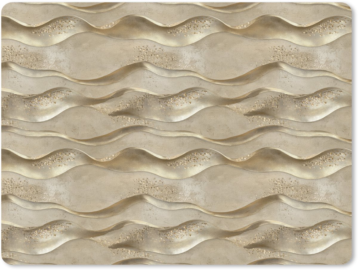Muismat 12x10 cm - Mousepad Golven - Patroon - Goud - Muismatten