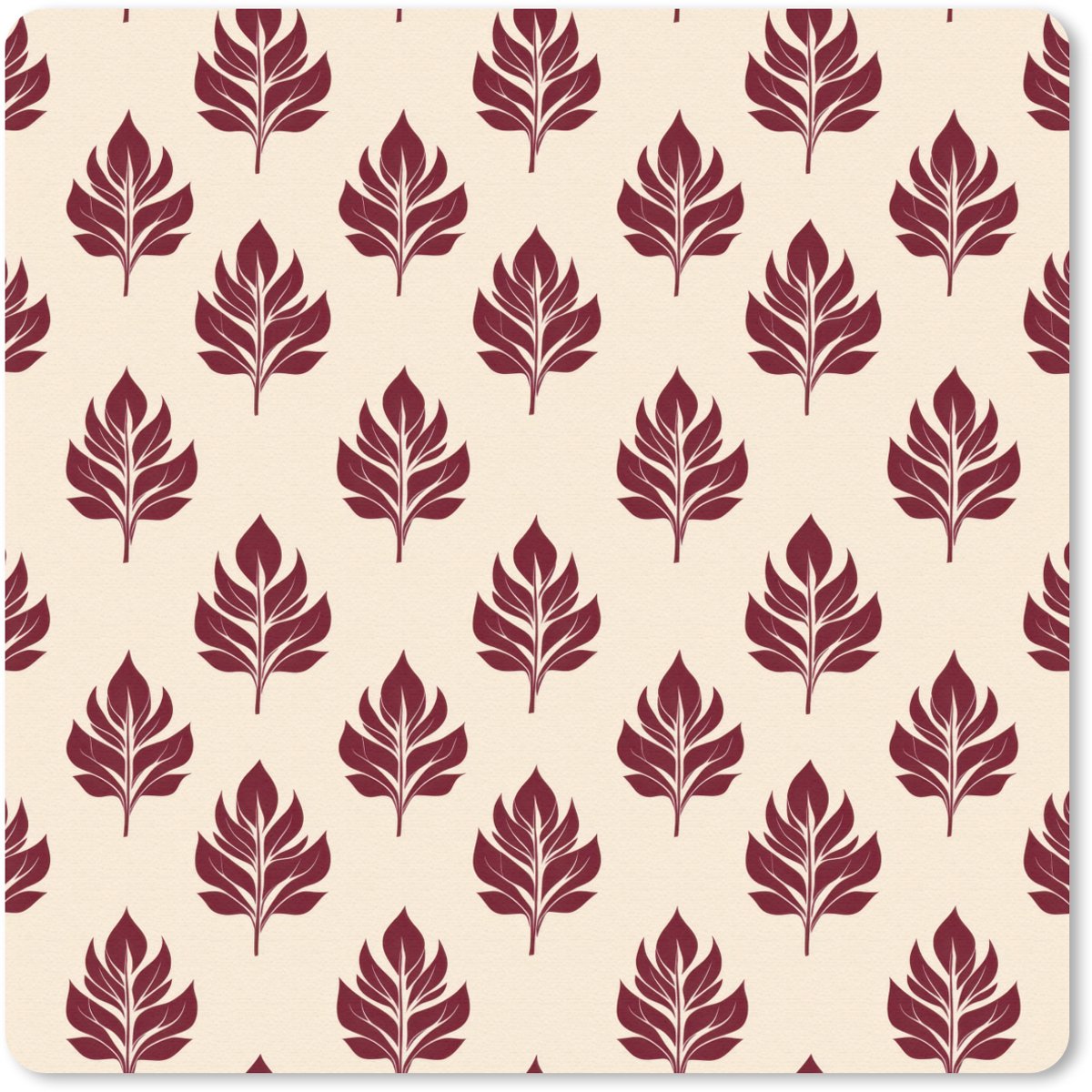 Muismat 30x30 cm - Mousepad Botanisch - Patroon - Bordeaux - Muismatten